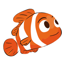 Illustration de poisson clown orange et blanc.