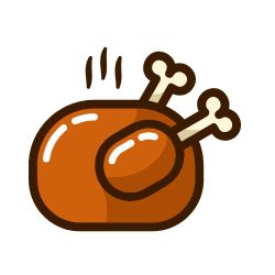 Poulet rôti dessin animé fumant.