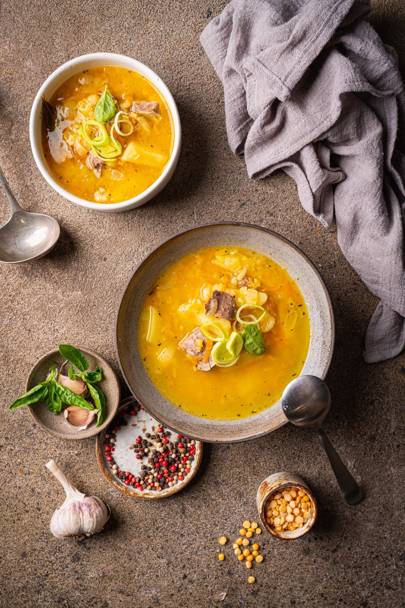 Bowl of split pea soup