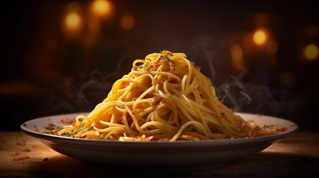 10 recipes with 5 ingredients, 15 minutes and it's ready! Closeup of a plate of cooked spaghetti on a wooden table