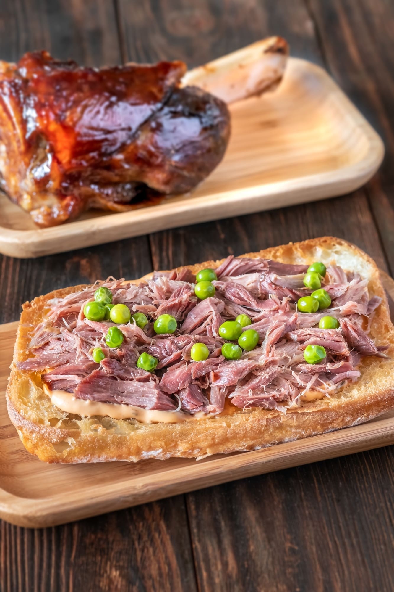 Ham hock meat sandwich