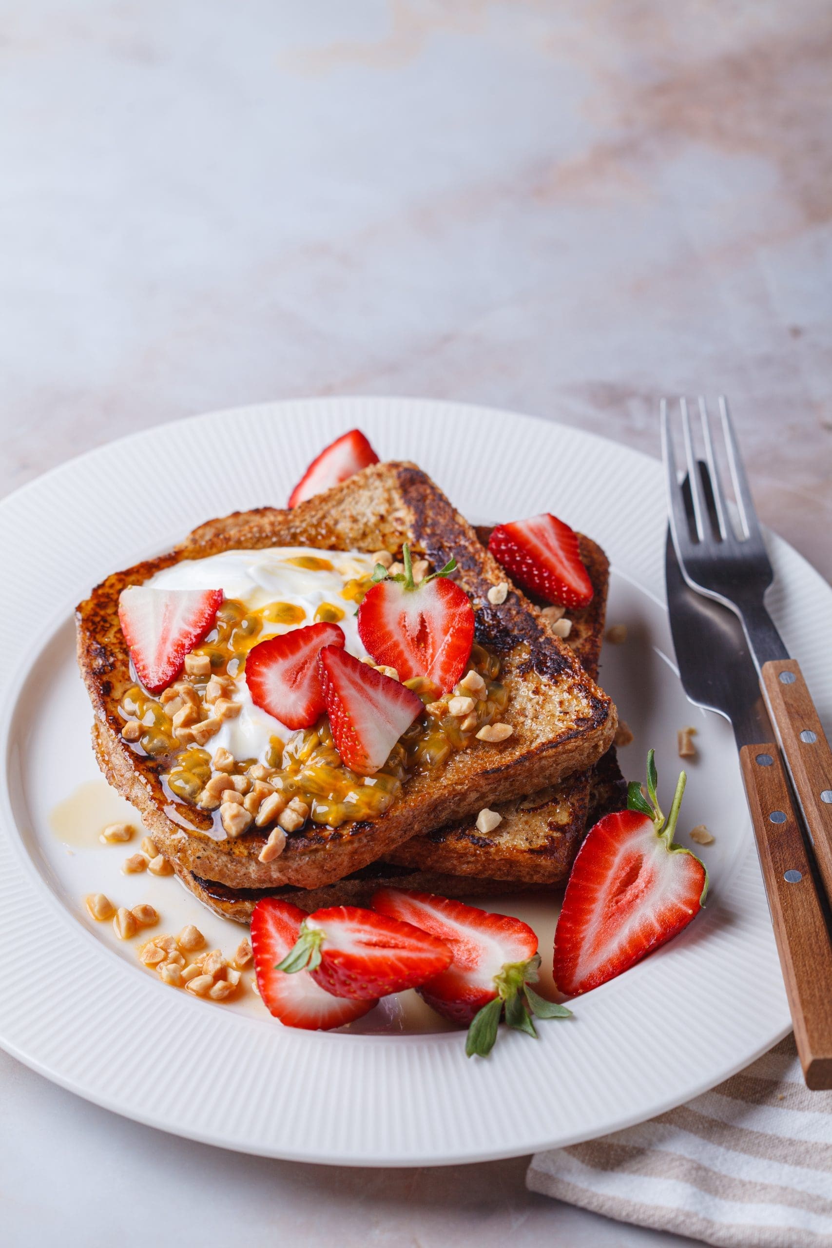 Homemade French toast with maple syrup