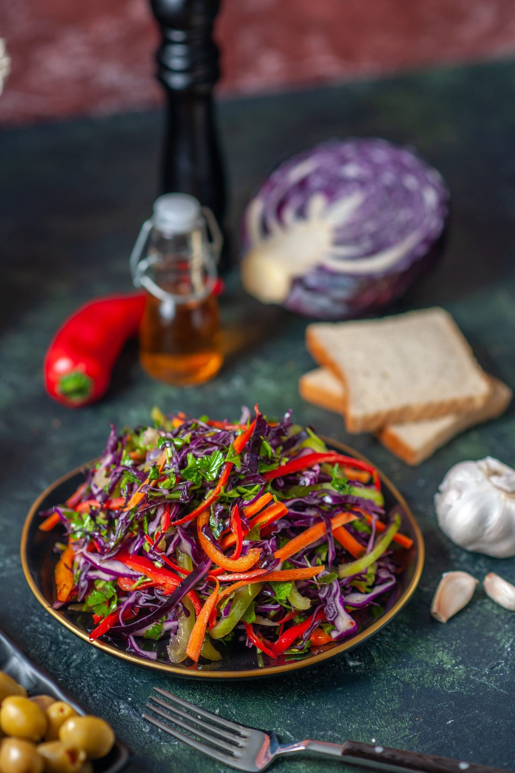 Crisp red cabbage salad