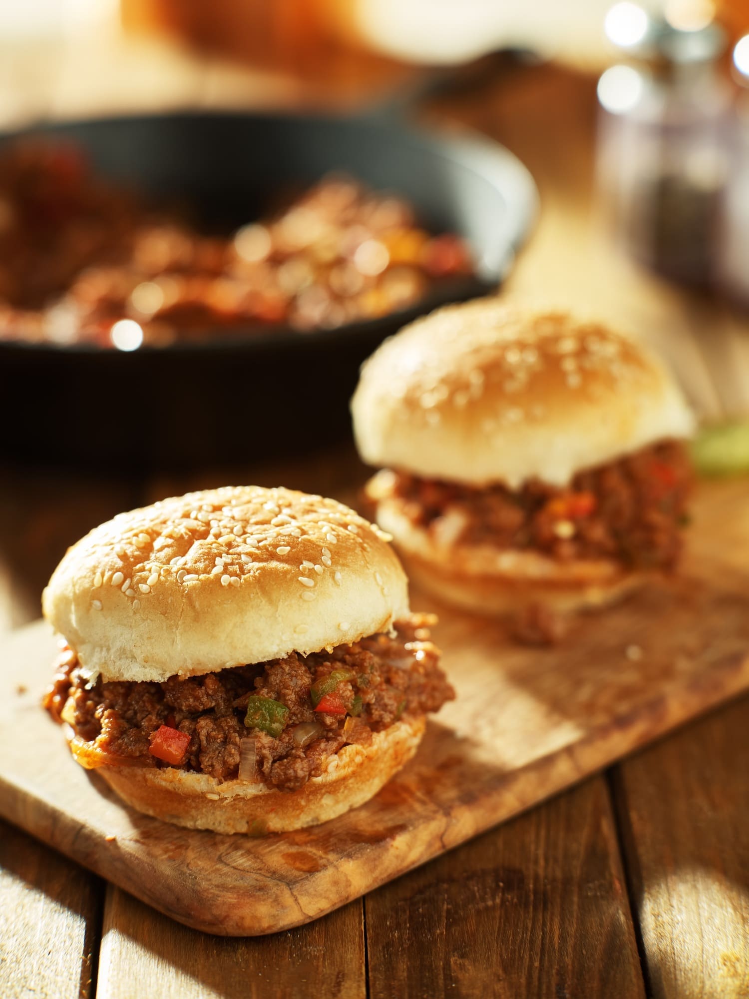 sloppy joe sandwiches freshly cooked from skillet